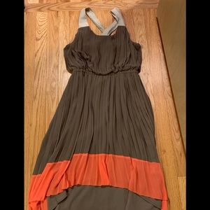 High low tan and pink dress